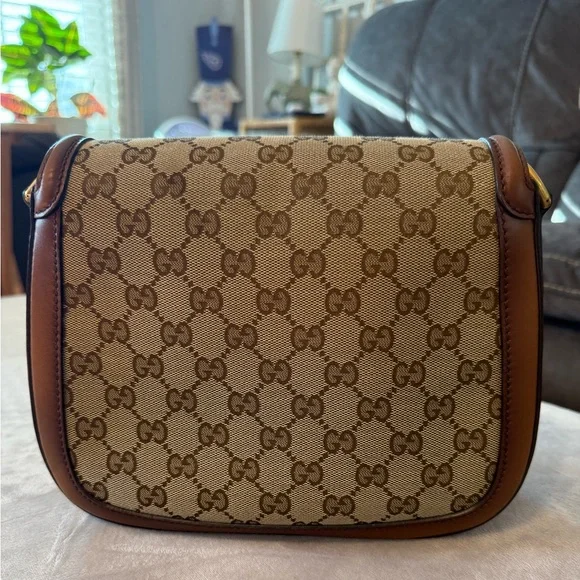 Gucci Brown and Tan Lady Web Crossbody Bag with Gucci Red and Green Strap - Picture 2 of 15